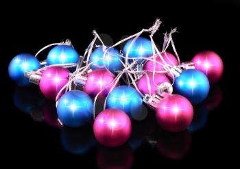 Christmas and New Year decoration-coloured balls. On the black background.