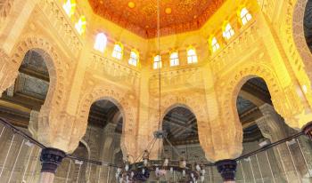 Interior view of Mosque of Abu El Abbas Masjid, Alexandria, Egypt.