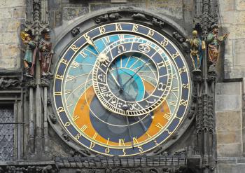 Fragment of astronomica clock on Staromestska Square, Prague, Czech Republic