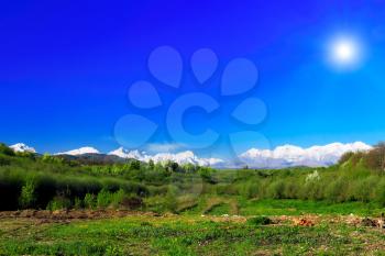Landscape view of the Caucasus Mountains.Nalchik 