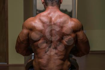 male bodybuilder flexing his back