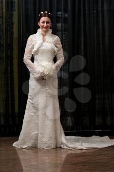 Beautiful Young Bride In Wedding Gown