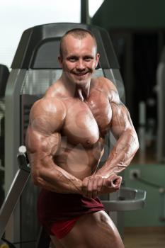Bodybuilder Performing Side Chest Pose