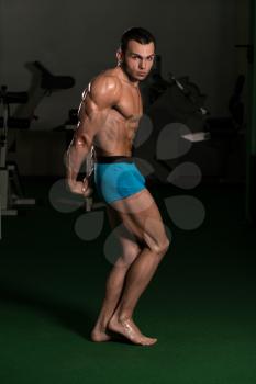 Body Builder Performing Side Triceps Poses