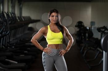 Portrait Of A Sexy Sporty Mexican Woman In The Gym With Exercise Equipment
