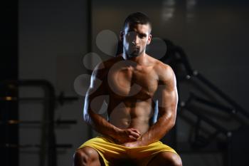 Young Muscular Men Resting After Exercises - Portrait Of A Physically Fit Young Man Without A Shirt