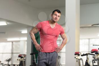 Portrait of a Young Physically Fit Man in Pink T-shirt Showing His Well Trained Body - Muscular Athletic Bodybuilder Fitness Model Posing After Exercises