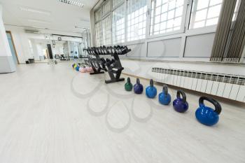 Equipment And Machines At The Modern Gym Room Fitness Center