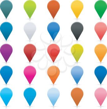 Royalty Free Clipart Image of a Set of Map Pin Icons