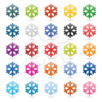 Royalty Free Clipart Image of Colourful Snowflakes