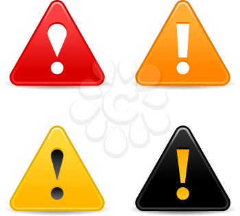Royalty Free Clipart Image of Triangular Exclamation Mark Signs