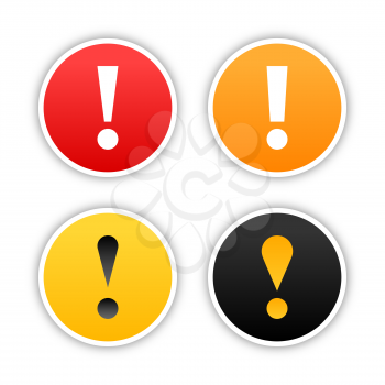 Royalty Free Clipart Image of Four Exclamation Mark Signs