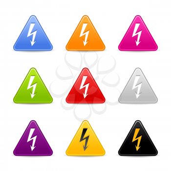 Royalty Free Clipart Image of Triangular Lightning Bolt Icons