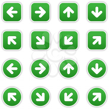 Royalty Free Clipart Image of a Set of Green Arrow Icons