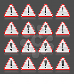 Royalty Free Clipart Image of Triangular Exclamation Mark Icons