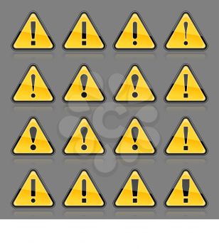 Royalty Free Clipart Image of Triangular Exclamation Mark Icons