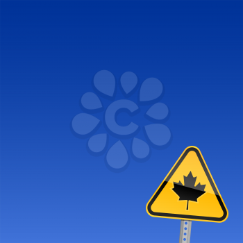 Royalty Free Clipart Image of a Maple Leaf Sign