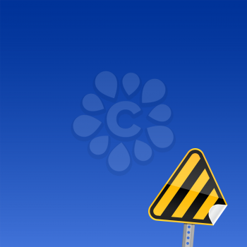Royalty Free Clipart Image of a Yellow Warning Road Sign
