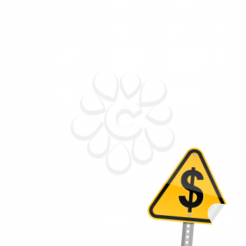 Royalty Free Clipart Image of a Warning Sign With a Dollar Sign 