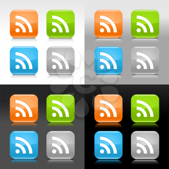 Royalty Free Clipart Image of a Set of RSS Feed Icons