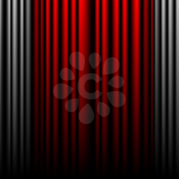Closed gray and red theater curtains