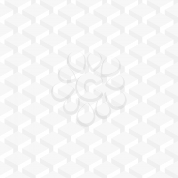 Seamless pattern white background. Retro old wallpaper with repetition geometric shape. Light gray surface with 3-D effect cubes in perspective