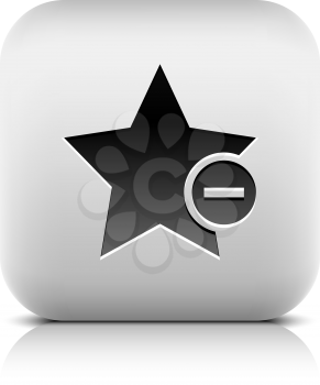 Star favorite sign web icon with delete glyph. Series buttons stone style. Rounded square shape with black shadow and gray reflection on white background