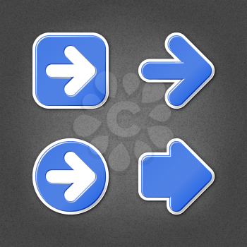 4 cobalt sticker arrow sign web icon. Smooth internet button with drop shadow on gray background with noise effect