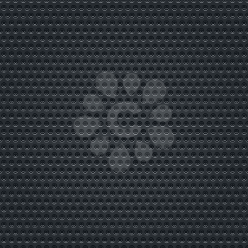 Subtle pattern black background seamless texture perforated metal surface with double circular holes