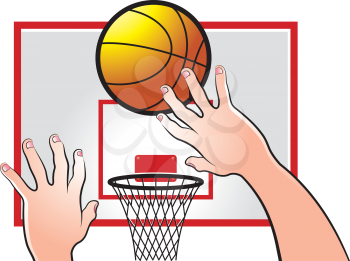 Royalty Free Clipart Image of a Person Shooting Hoops
