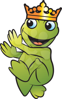 Royalty Free Clipart Image of a Frog with a Crown