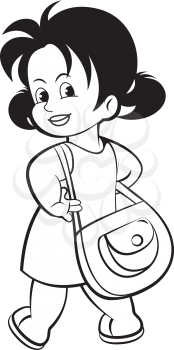 Royalty Free Clipart Image of a Little Girl Walking