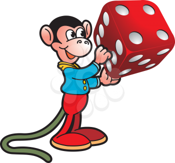 Royalty Free Clipart Image of a Monkey Playing a Game