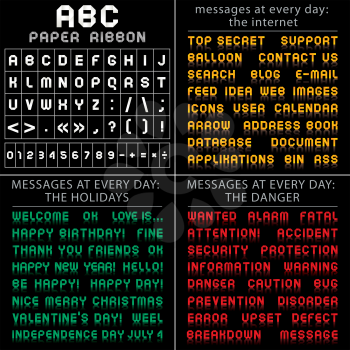 font ABC from paper tape, messages at every day