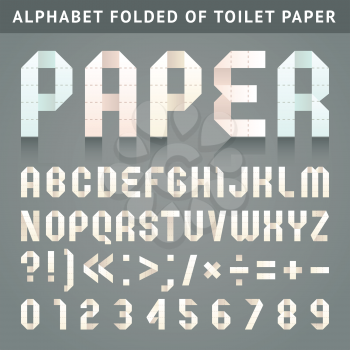 Letters folded of perforated toilet paper - Roman alphabet and Arabic numerals