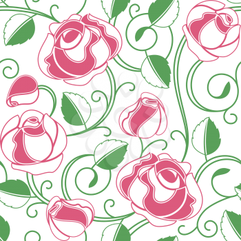 Background seamless roses pattern, vector