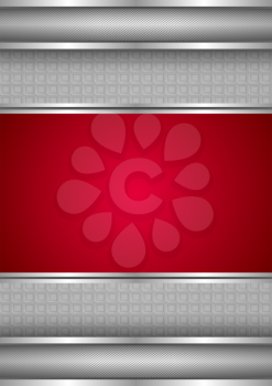 Background template, metallic texture, red blank. Vector 10eps