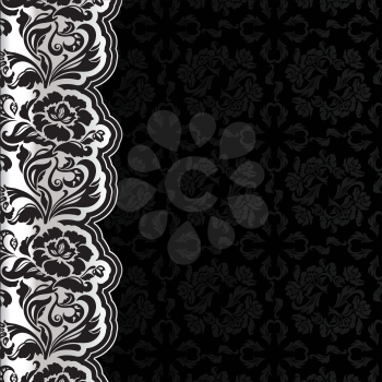Background with lace, dark square. Vector illustration