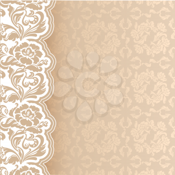 Background with lace, square sheet. Vector illustration 10eps