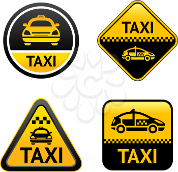 Taxi cab set buttons, group vector icons