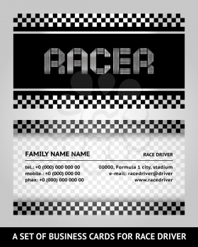 Business card driver race, vector illustration template 10eps