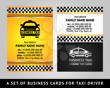 Business card - TAXI CAB, vector template 10eps