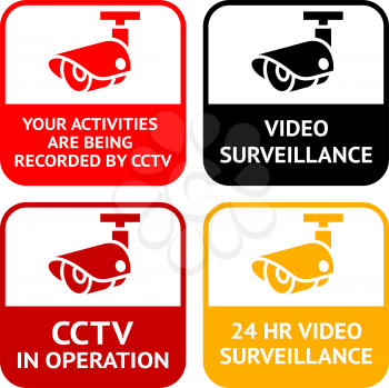 CCTV set pictograms, video surveillance, set symbol security camera