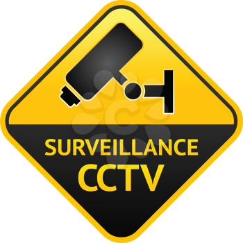 CCTV sign, video surveillance label, vector design