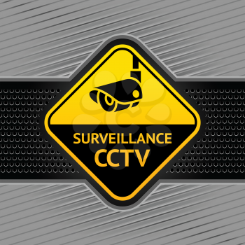 Cctv symbol under construction, camera surveillance sign