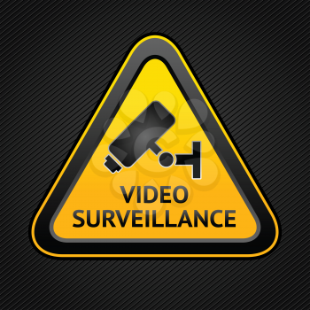 CCTV triangle symbols, web button camera surveillance