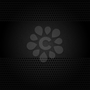 Dark gray background perforated sheet. Vector 10eps