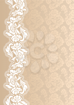 Floral background with lace for greeting card, vector