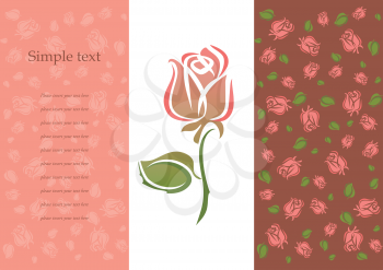 Floral card with place for text, Rose