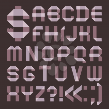 Font from lilac scotch tape -  Roman alphabet (A, B, C, D, E, F, G, H, I, J, K, L, M, N, O, P, Q, R, S, T, U, V, W, X, Y, Z)
